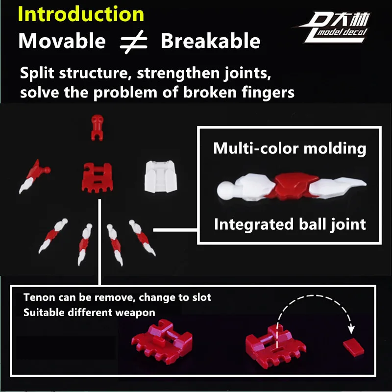 D.L general fully movable Claw hands for 1/100 MG RX-78-2 Sazabi Strike Red Blue Frame Unicorn Lupus DD082 *