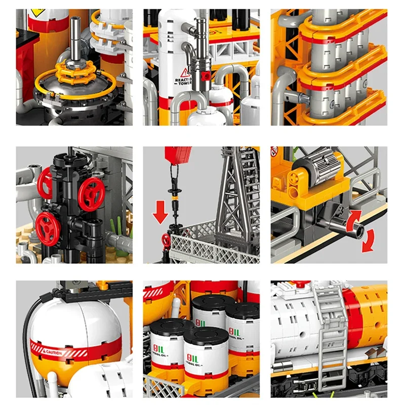 New City Petroleum Engineering Building Block Model Brick Excavation Factory MOC Building Block Set Birthday Gift