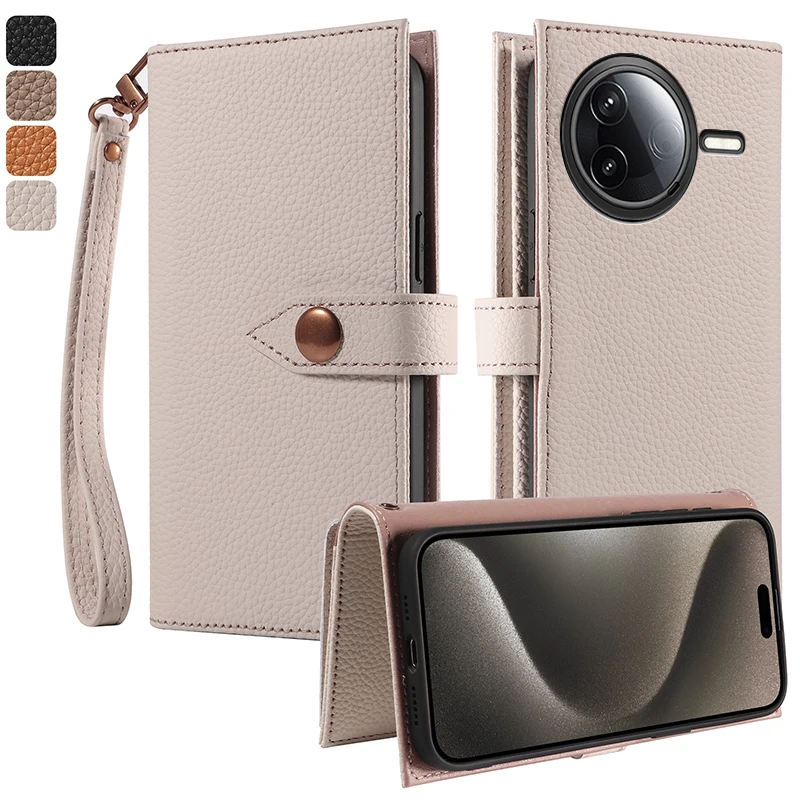 

100% Genuine leather multifunctional card slot wallet Cover For Xiaomi Poco F7 Ultra Pro Flip Magnetic button shockproof Case