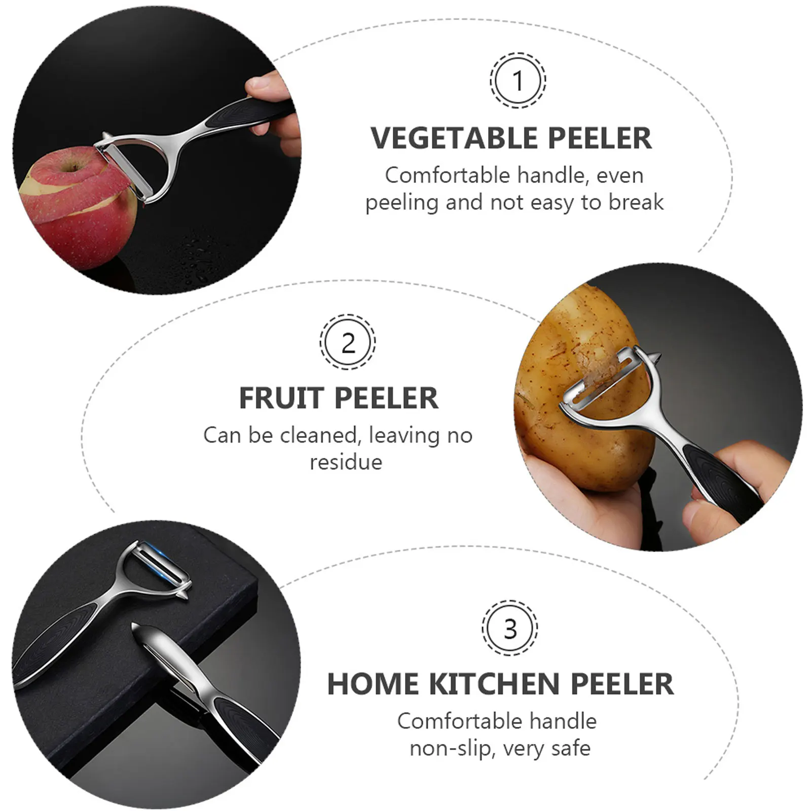 

2Pcs Zinc Alloy Fruit Vegetable Peeler Potato Carrot Cucumber Kitchen Tools Smooth Design Comfortable H Non