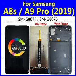 Super AMOLED A8S Display For Samsung Galaxy A9 Pro 2019 LCD With Frame SM-G887F Screen Touch Digitizer Assembly Replacement