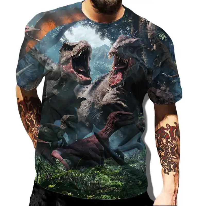 Luxury T-shirt 2022 Animal T-shirts Male Dinosaur Jurassic World Y2k Clothes Men Clothing Tshirt Anime Trending Products Men's