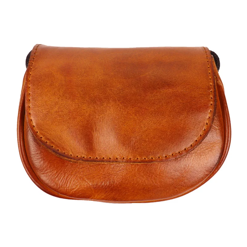 Vintage Vegetable-Tanned Leather Card Holder Coin Purse Genuine Cowhide Crossbody Bag Women's Cute Daily Essentials