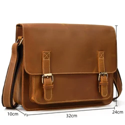 Classic Design Leather Shoulder Bag Vintage Crossbody Bag Men Male Boy School Bag Hot Selling Sling Bag For A4 Books