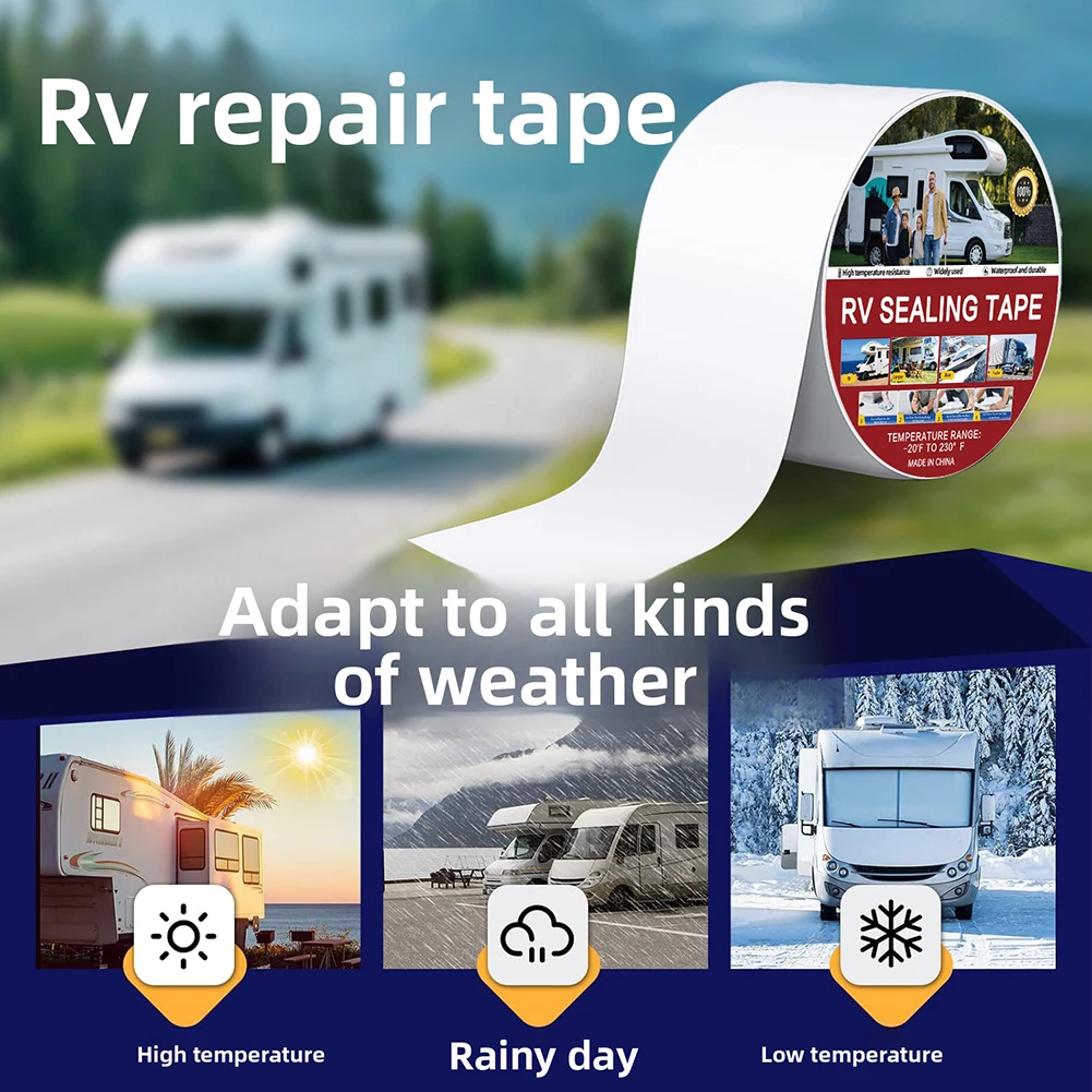 RV Sealing Tape Camper-Roof Sealant Tape Waterproof High Temperature Resistant Repair Tape RV Awning & Slide-Out Tarp Repairs