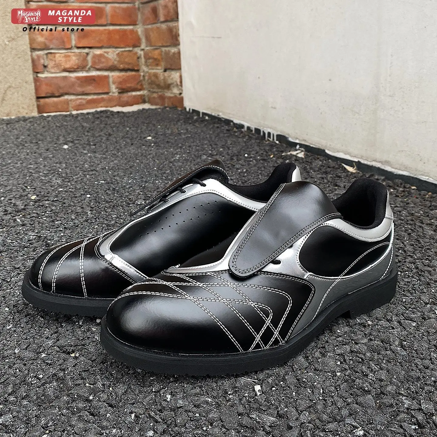 Retro niche silver racing derby shoes men's thin soled casual shoes niche color blocked lace up commuting work leather shoes