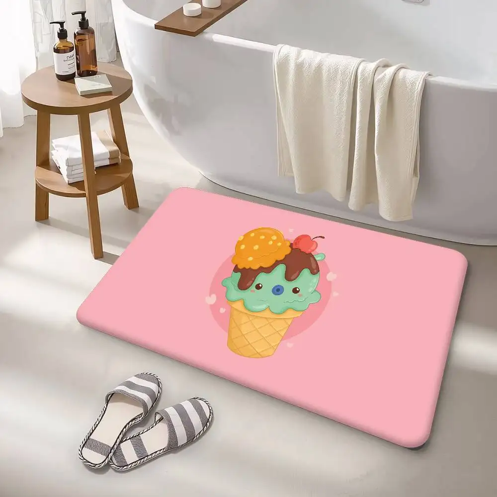 K-Kawaii Ice Cream Cartoon Animation Door Mat Nordic Style Home Doormat Bathroom-Toilet Mats Bedroom Bedside Mats