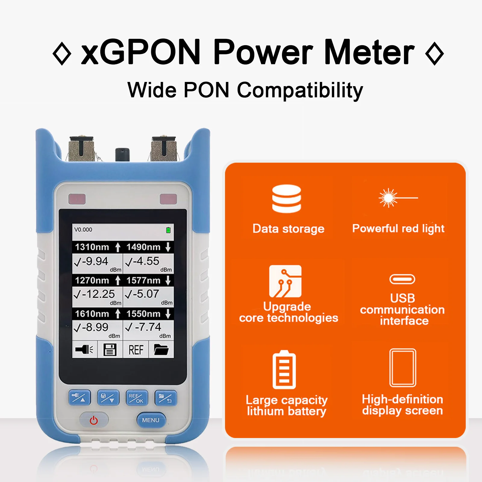 PON Optical Power Meter 10GEPON XGPON XGSPON Multi-Wavelength Fiber Maintenance Tool VFL SC UPC APC TM583