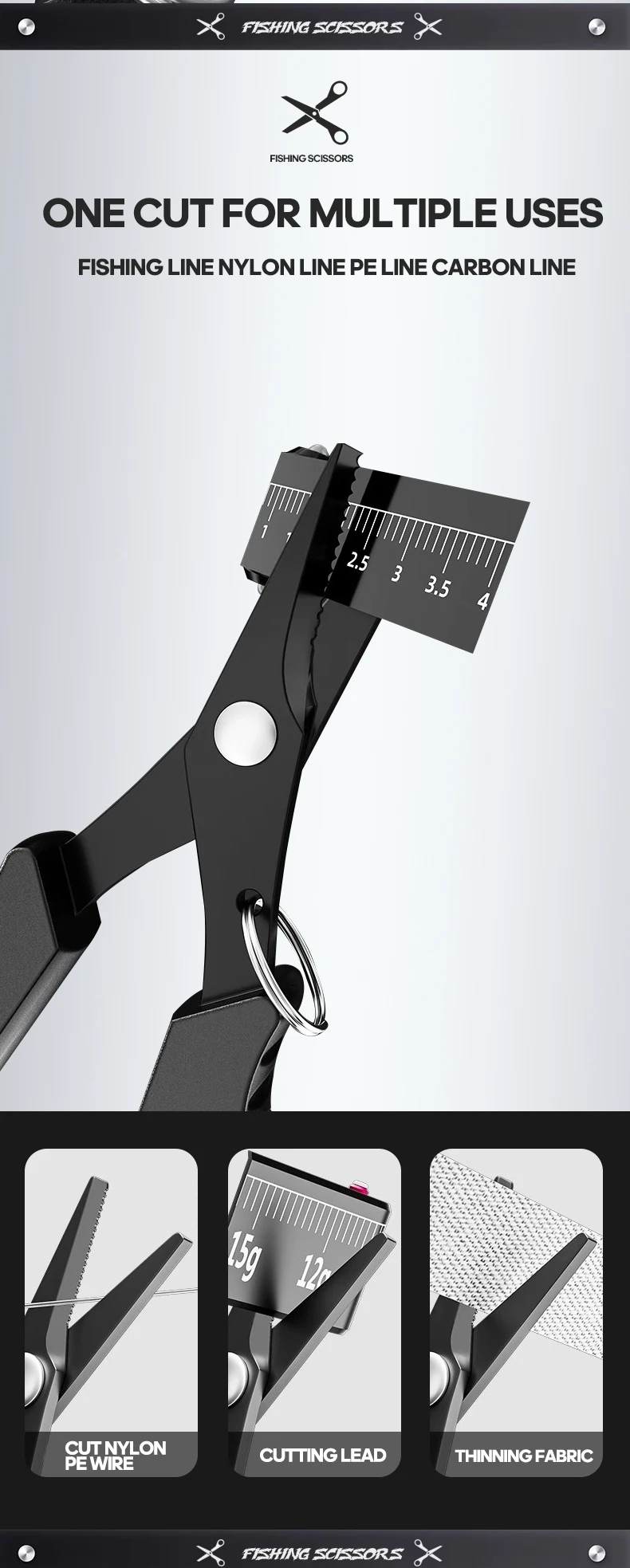 TAIYU Multifunktionale, titanbeschichtete Edelstahlschere zum Angeln, Köderclip, PE-Schnur, Bleigewicht, Angeln, Mini-Zahnisso – Detail 6