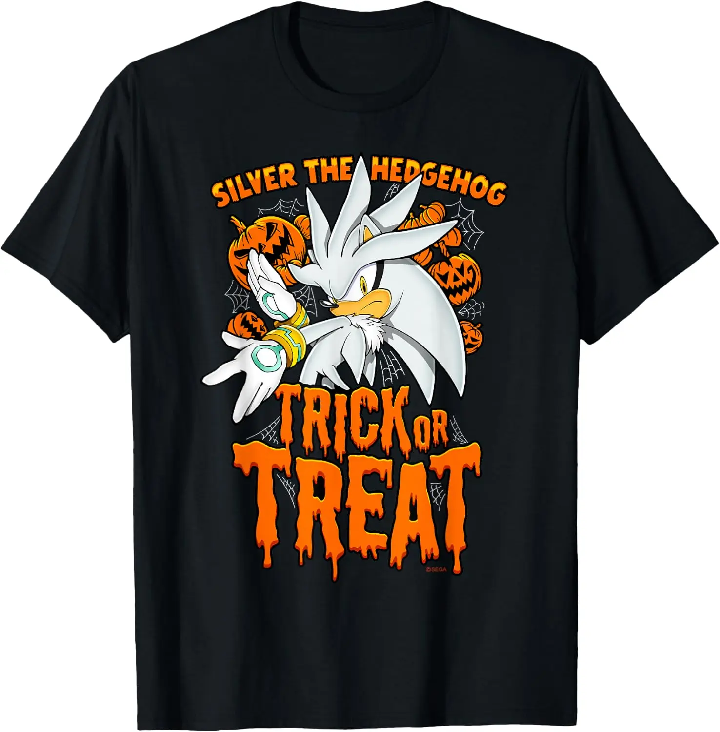 Sonic The Hedgehog Silver Trick Or Treat Halloween T-Shirt Premium heavyweight pure cotton—stylish, versatile, and unisex; a perfect Christmas gift suitable for year-round wear.