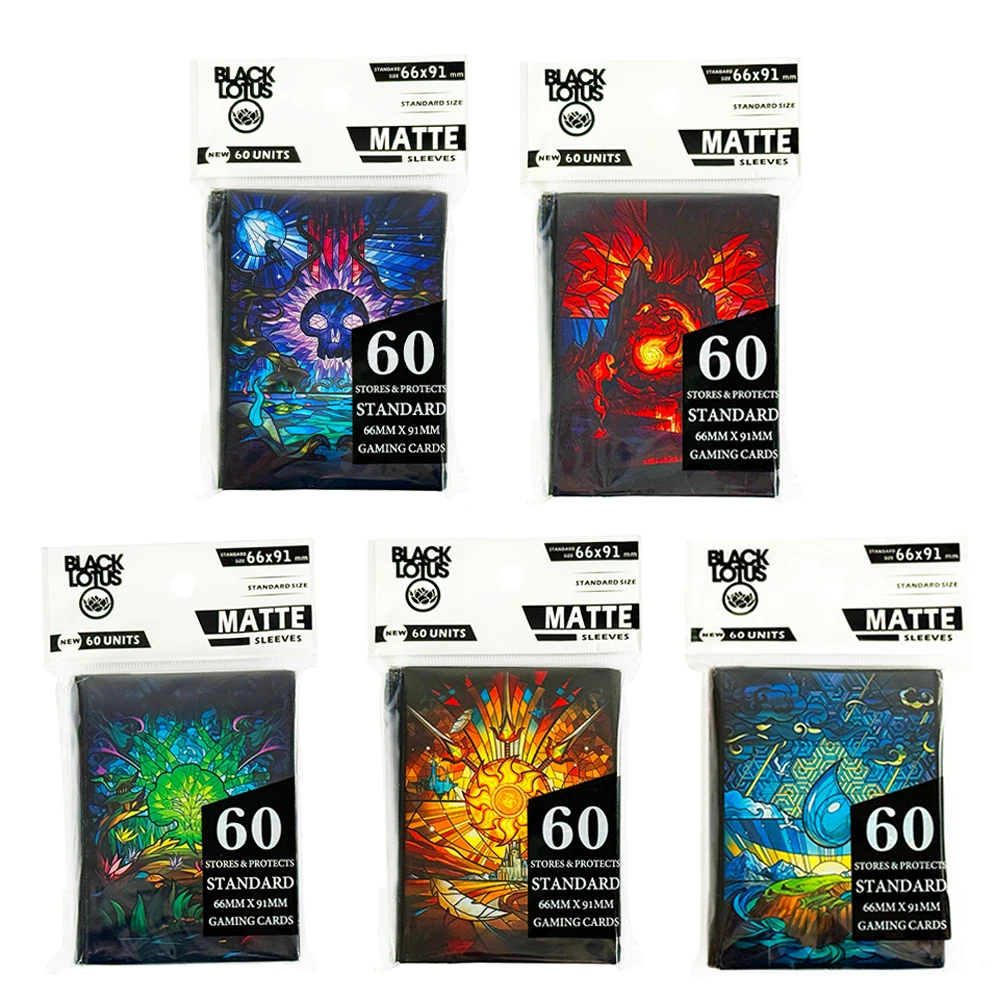

60 шт. 66x91 мм/2.6x3.58 дюйма Стандартные защитные чехлы для карт настольных игр (Остров/Лес/Горы/Поля/Болото)