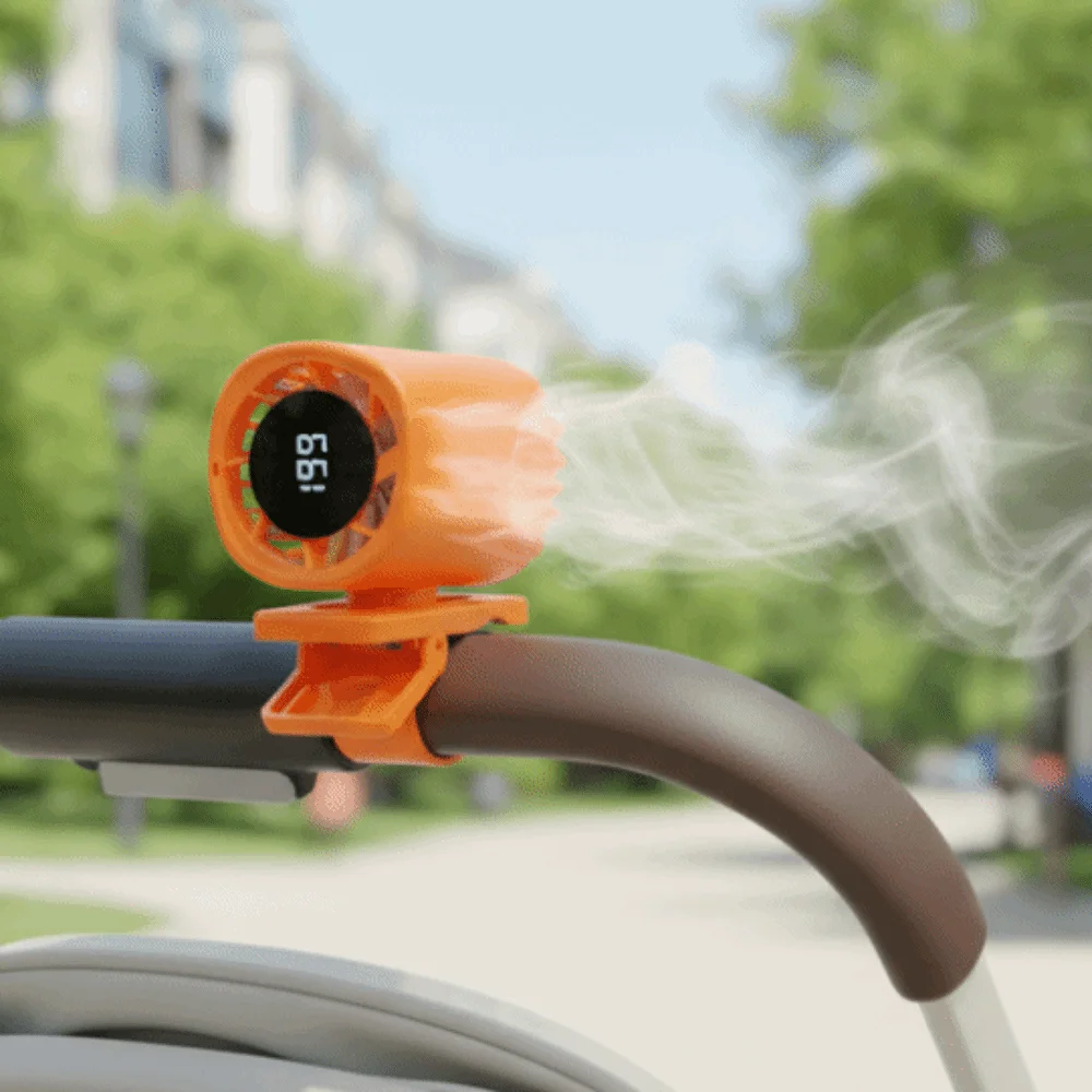 High Speed Waist Fan LED Display Brushless Motor Clip on Fan Type-C Port Stepless Wind Stroller Fan for 3.7V/1800mAh Golfing