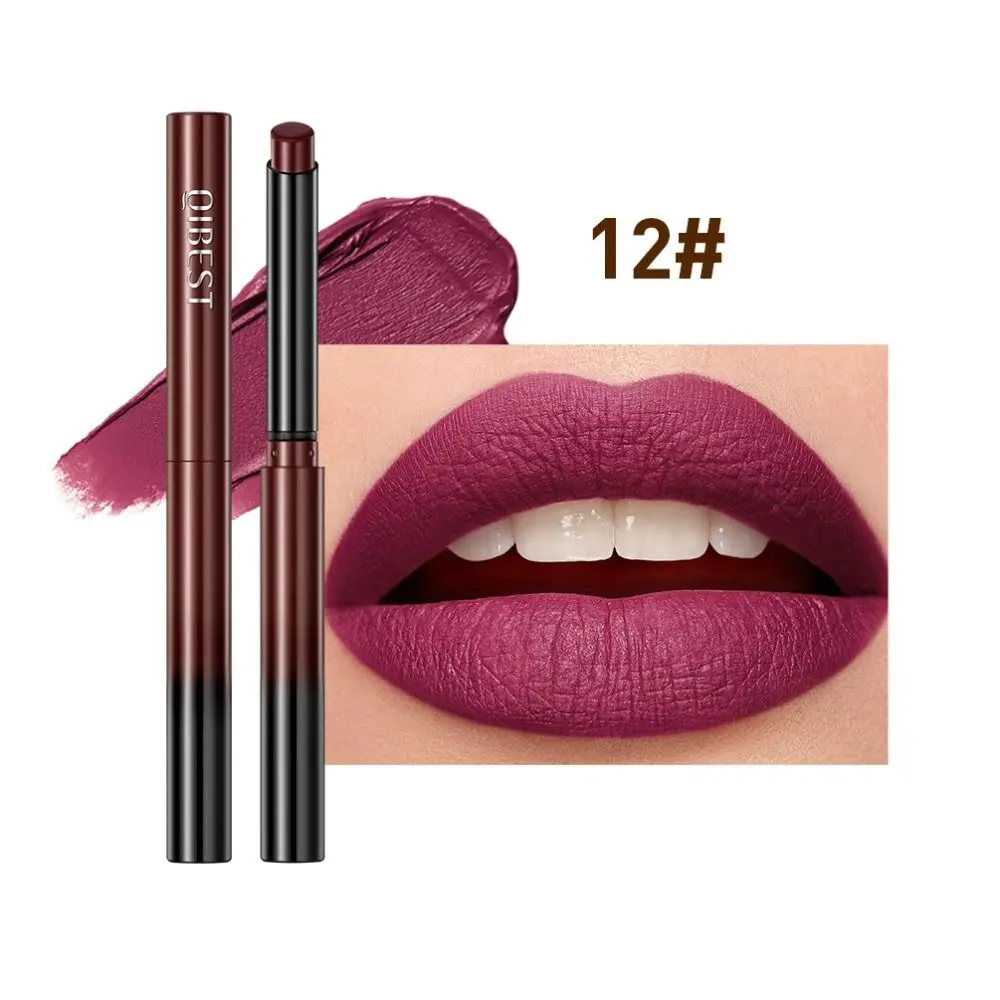 Waterproof Matte Nude Lipstick Lipliner Colorfast Long Lasting Cosmetic Tool Moisturising Lips 12Color Solid Lipstick Female