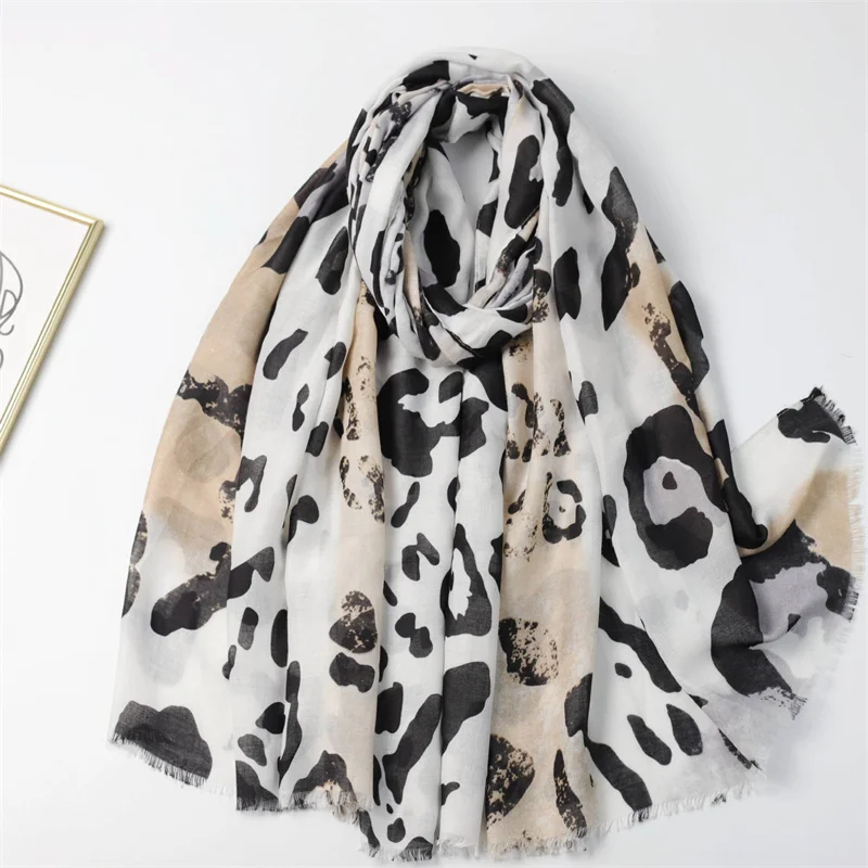 Winter Spain Thin Viscose Scarves Women Ombre Sexy Leopard Dot Shawls And Wraps Pashmina Stole Bufandas Muslim Sjaal 180*90Cm