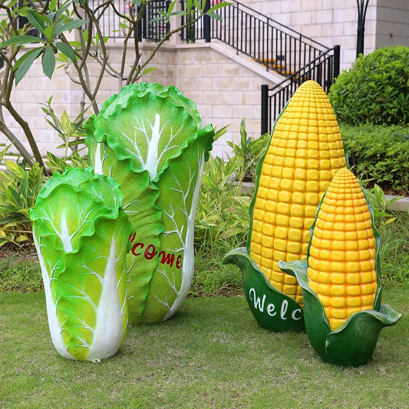 FRP simulation cabbage corn sculpture pineapple ornament public garden landscape vegetable fruit lawn garden decoration