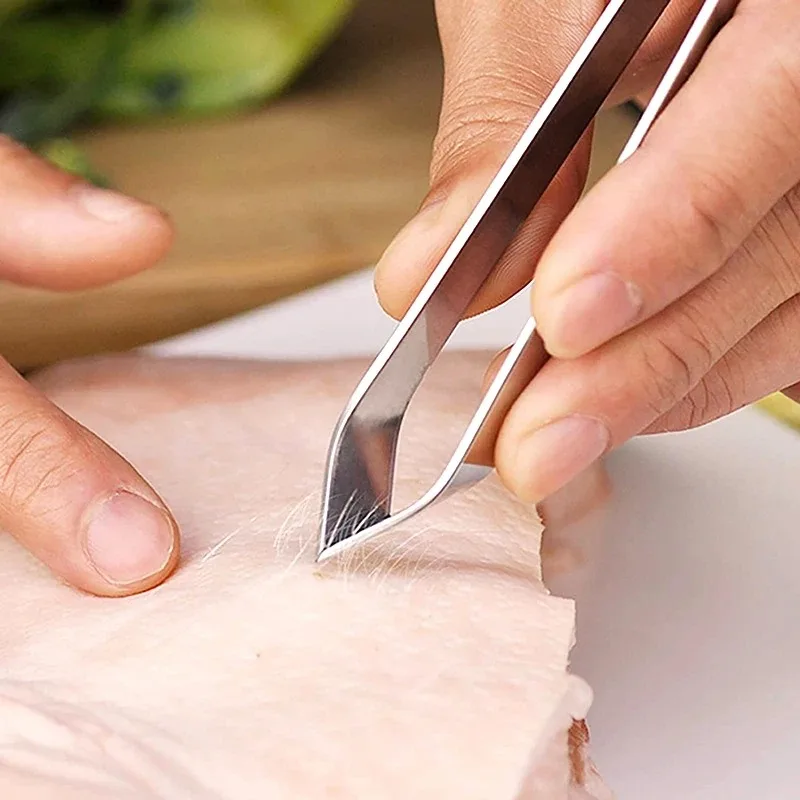 5/1pcs Stainless Steel Fish Bone Tweezers Chicken Feather Puller Remover Tongs Seafood Salmon Bone Clamp Kitchen Gadgets Tools