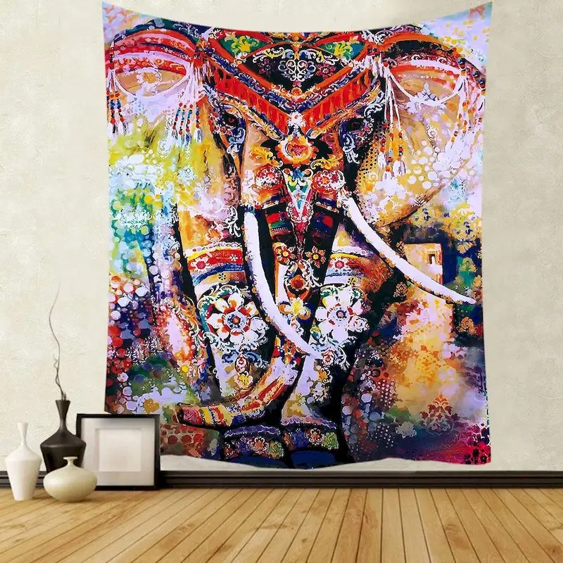VIKAMA Indian Elephant Mandala Tapestry Wall Hanging, 6 Assorted Designs, Wall Decor for Bedroom Living Room