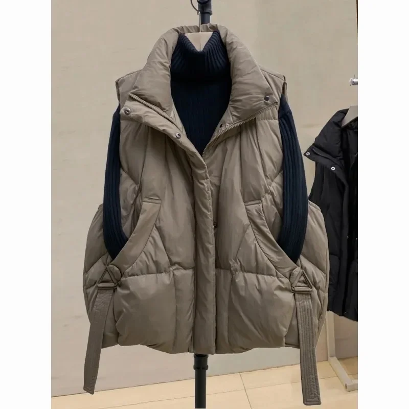 

Downy Cotton Vest Coat Women's Parkas Autumn Winter 2025 New Chinese Style Sleeveless Jacket Western Style Waistcoat Tops Ladies