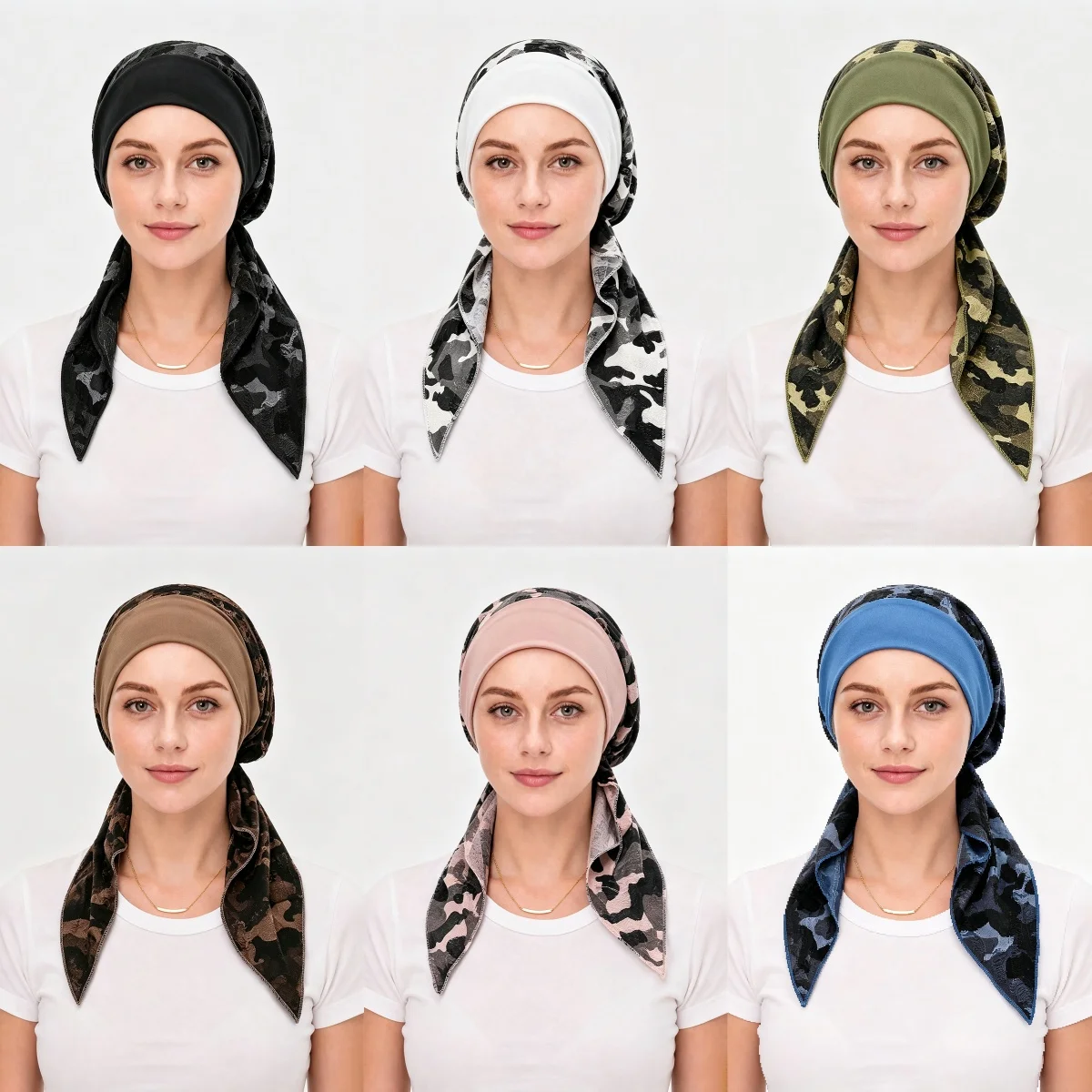 Fashion Women Hijabs Muslim Printed Turban Pre-Tied Hat Long Tail Bonnet Chemo Cap Hair Loss Head Scarf Wrap Beanies