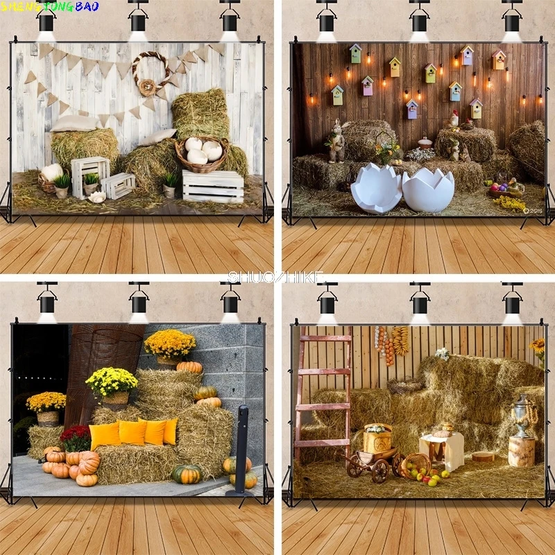 

Easter Spring Flowers Rabbit Eggs Bucket Photo Background Rabbits Baby Party Photography Backdrops Props FH-21