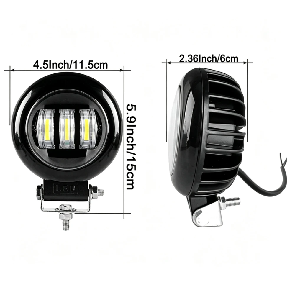 5-Inch Round LED Work Light Floodlight, Perfect for Off-Road, Trucks, SUVs, ATVs, and Other Vehicles. Adjustable Bracket, Easy to Install, 12V 24V