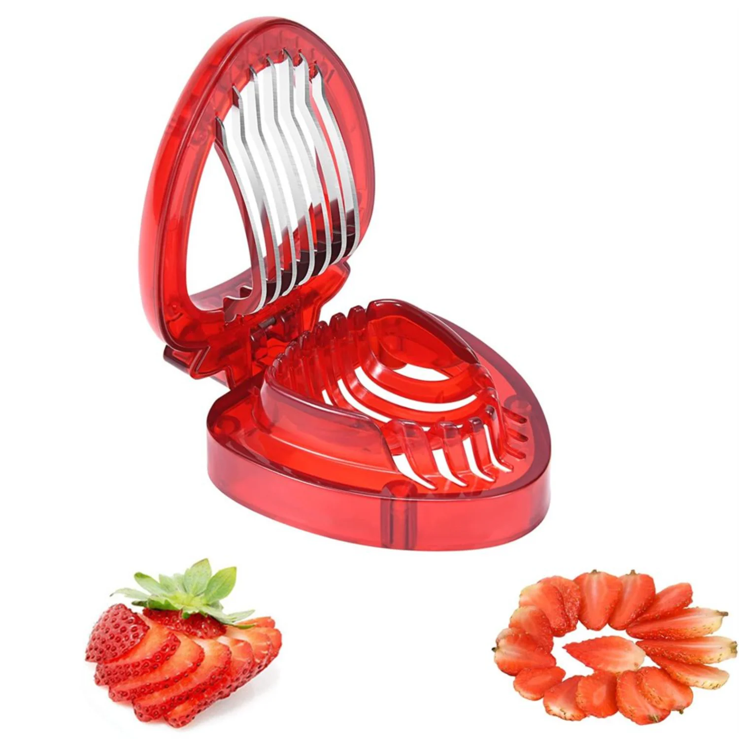 

Strawberry Huller Remover and Slicer Set for Berry Leaves Corer Fruit Slicer Cutter Kitchen Gadgets Tool (2PCS)