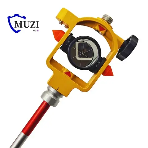 FDC066 Mini Survey Prism with Yellow Metal Holder & 5 Poles ADS106 Reflective Prism for Topcon for Nikon Trimble Total Station