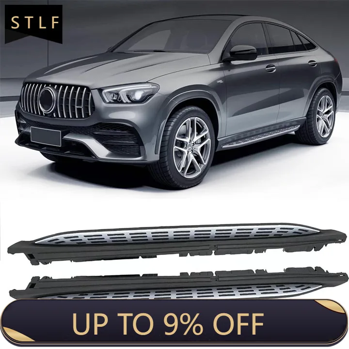 

Fixed Running Boards 2Pcs Side Steps Foot Pedal For Mercedes GLE Coupe 2021-2026 W167 Silver Black with Carry Bag