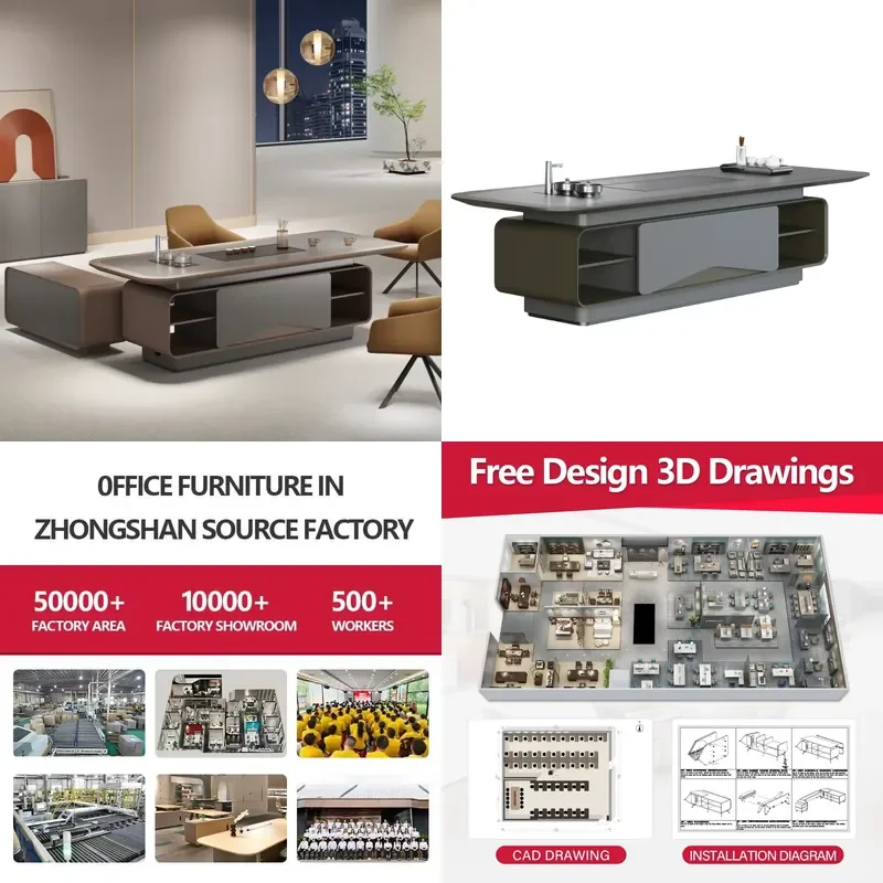 Modern Executive L-Shape Corner Office Desk Customizable Solid Wood Modular Furniture Durable and Factory-Sourced