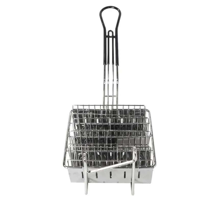 (ABLP) Cesta de acero inoxidable de 6 compartimentos para freír patatas fritas y tortillas en freidora de grasa profunda