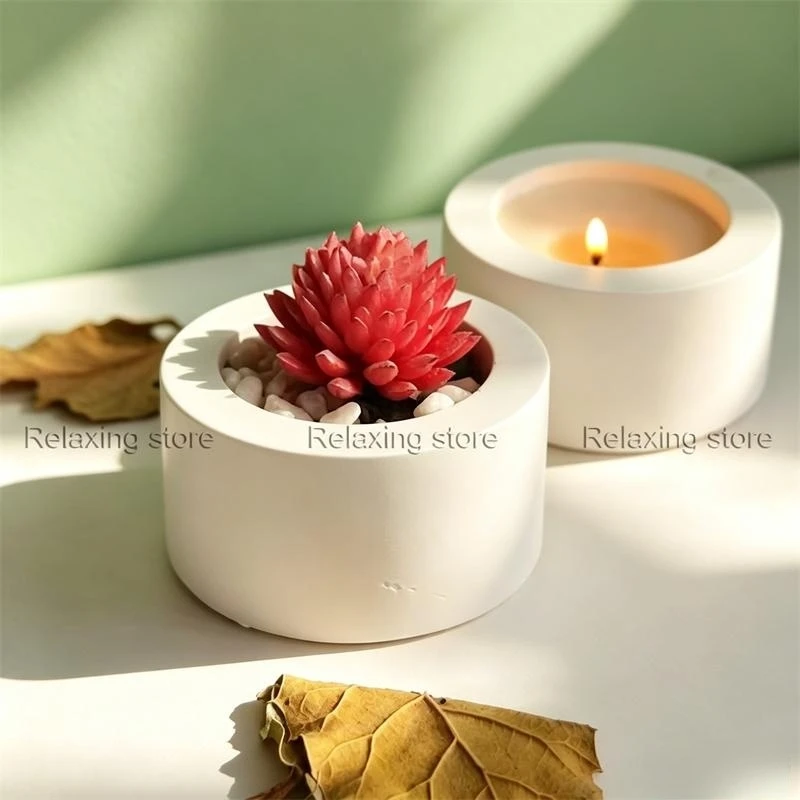 Round Candle Cup Silicone Molds Mini Cement Flowerpot Plaster Succulent Plant Pot Gypsum Storage Jar Container Mould