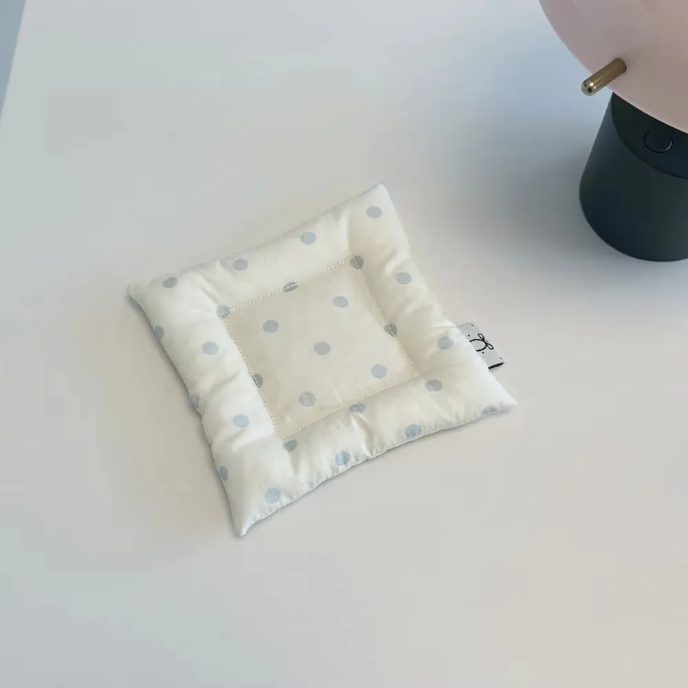 Vintage Polka Dot Cotton Coasters Fabric Quilted Insulation Pad Cream Color Square Cup Mat Home Decor Gifts