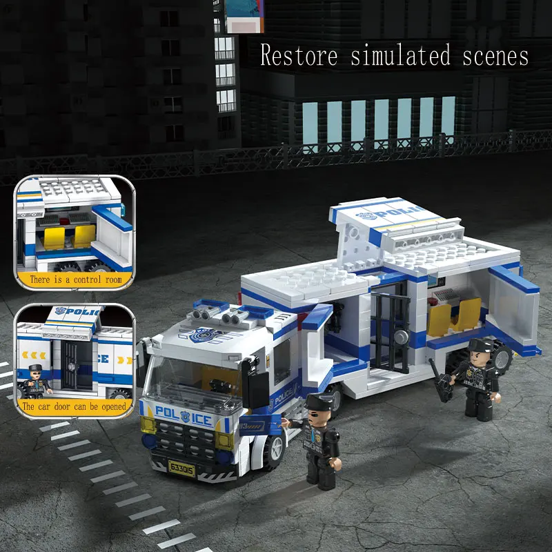 Small particle building blocks, real details of urban vehicles, fire trucks, missiles, ambulances, cranes, holiday gifts, Christ