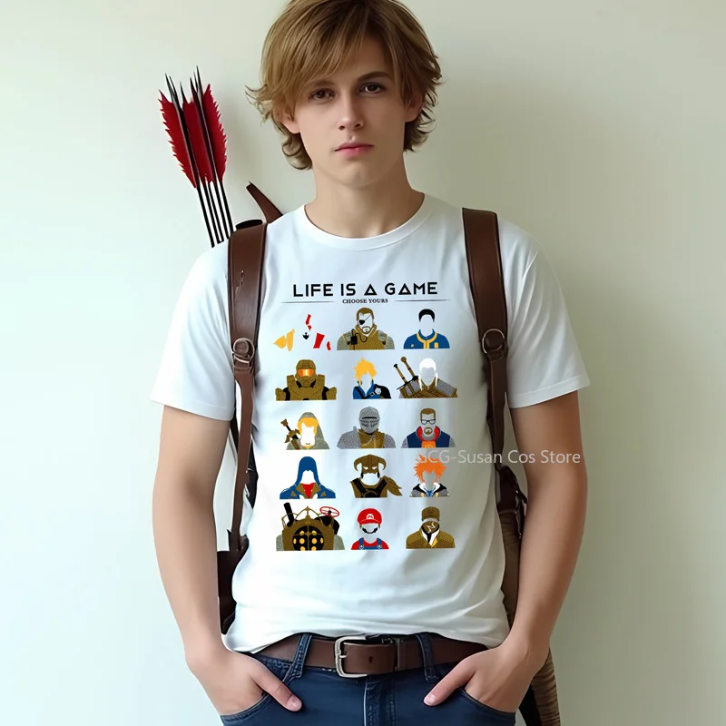 

gamer Short sleeved t-shirt Game Character Collection Life game Choose your character Life is a game cosplay clothing Halloween