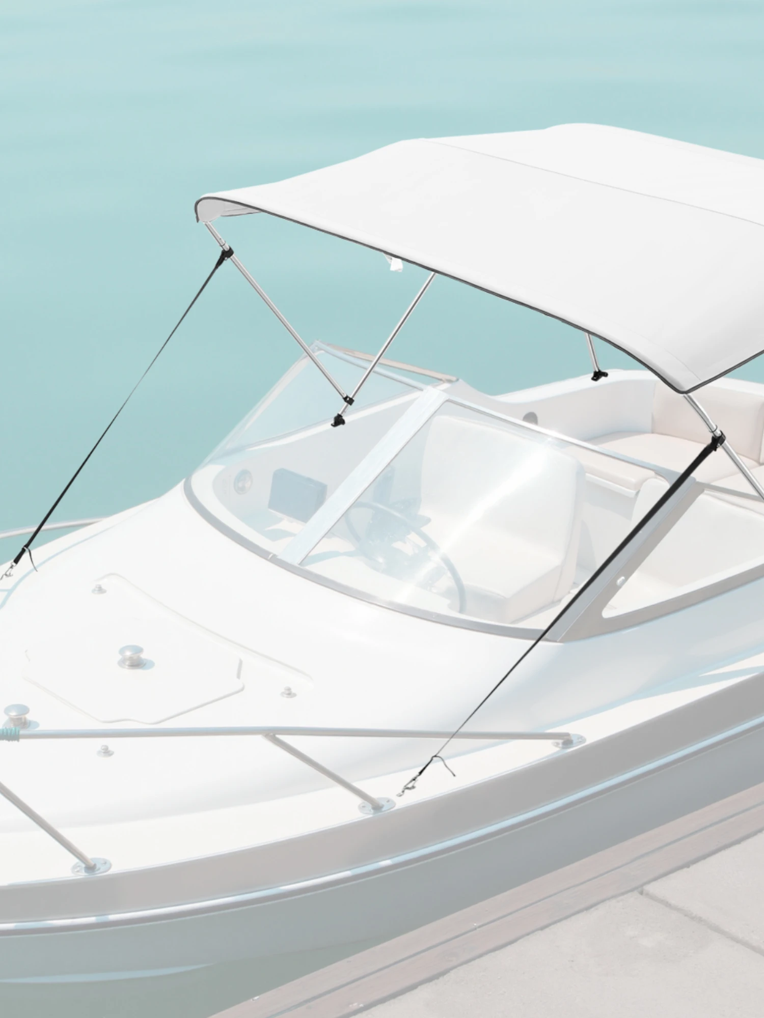 SucceBuy 3-boog boot Bimini tops 600D polyester luifel met frame van aluminiumlegering, waterdichte zonnescherm luifel luifel geschikt voor boot - afbeelding 2