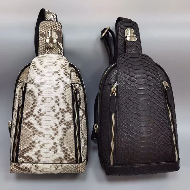 2022 New Python Skin Men s Chest Bag Fashion Real Python Leather Crossbody Bag Leisure man Shoulder Bag Luxury Men s Bag 45 AliExpress