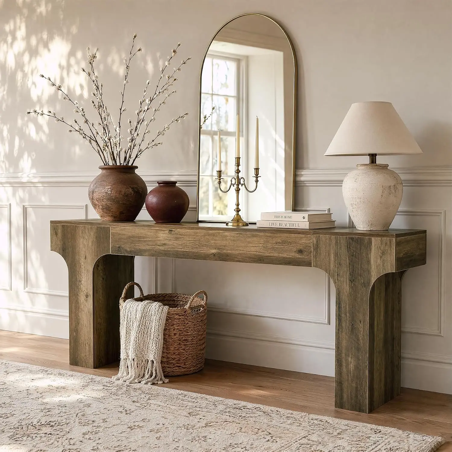 Extra Long Console Table for Entryway, 79-Inch Farmhouse Style | Wooden Couch Table Behind Sofa, Modern Entry Table, Customized