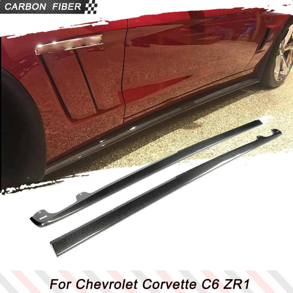 Extensiones de faldones laterales de fibra de carbono para Corvette C6 Z06 ZR1 2005-2013, alerones anchos para parachoques laterales, kits de carrocería.