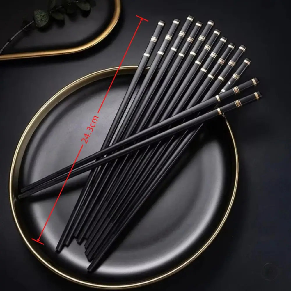 5 Par Wielorazowych Chińskich Japońskich Pałeczek Antypoślizgowe Pałeczki ze Stopu Koreańskie Pałeczki Narzędzia do Gotowania Pałeczki do Sushi Klips do Żywności