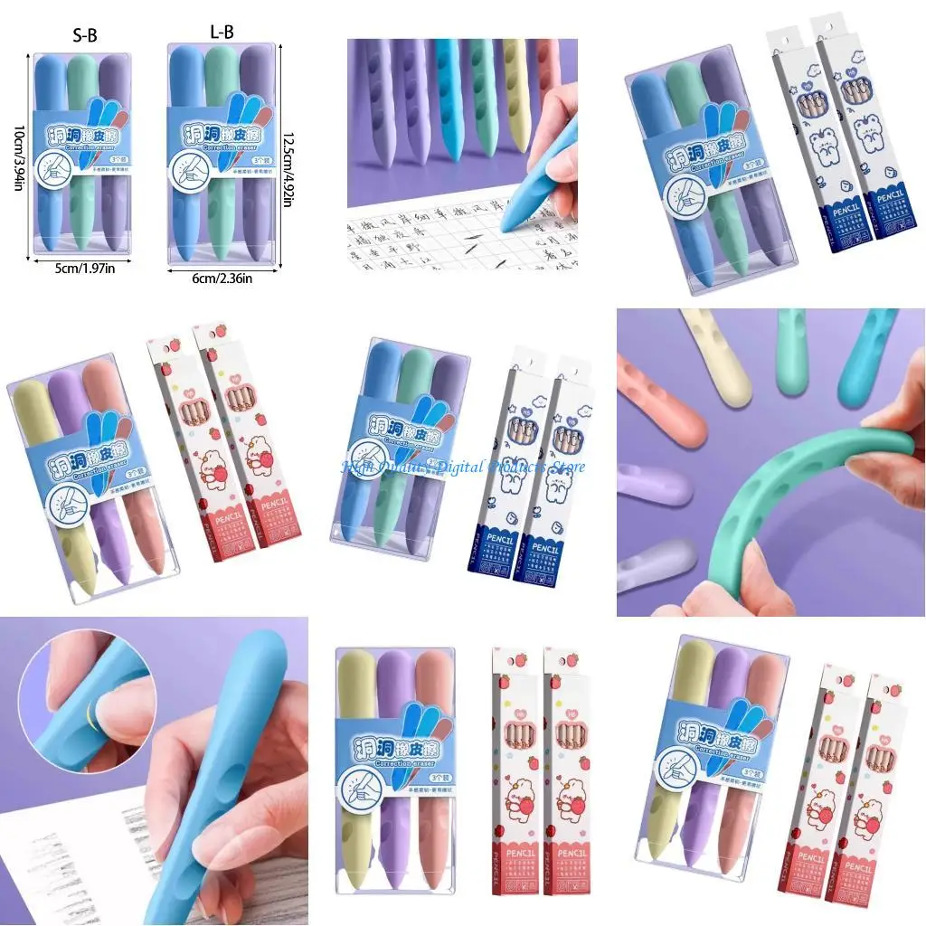 

U2JE 23 Piece Ergonomic Pencil and Eraser Set Smooth Writing Classroom Set