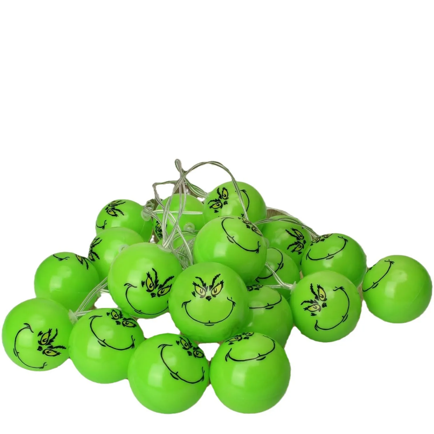 Decoración del día de Halloween, cadena de luces para fiesta, divertidas bolas verdes LEDGrinch, luces colgantes, lámparas de decoración de árbol de Navidad DIY para vacaciones