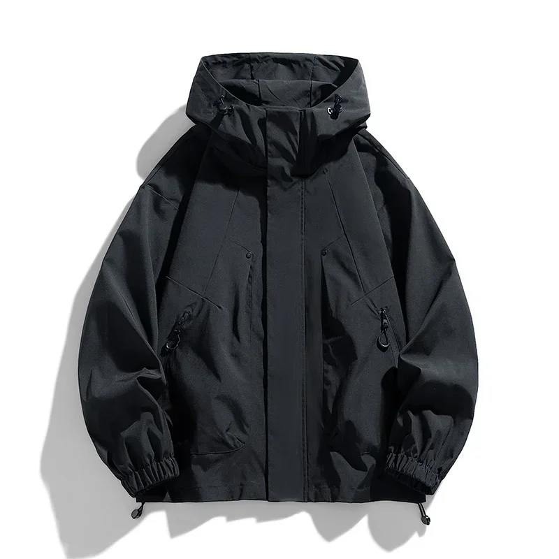 Men Jacket Hooded Windbreaker Trench Coats Oversize 6XL 7XL 8XL Plus Size Waterproof Black Bomber Camping Loose Thin Softshell