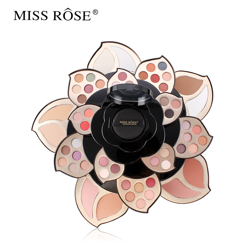 MISS ROSE Black Blossom Makeup Palette, Multifunctional All-in-One Full Face Cosmetic Set Portable Eyeshadow Contour Makeup Kit