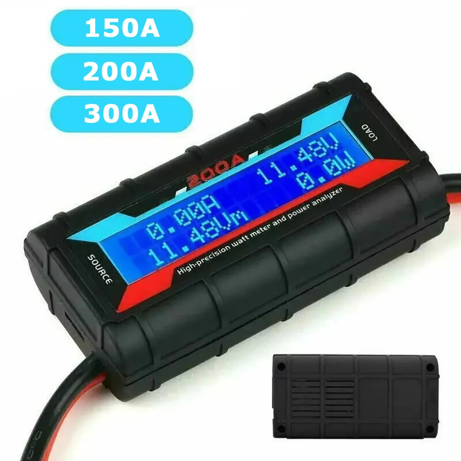 Painel Solar Elétrico Digital 150A 200A 300A com Tela LCD, Analisador de Energia com Luz de Fundo, Medidor de Watts RC, Voltímetro Reutilizável com Conector