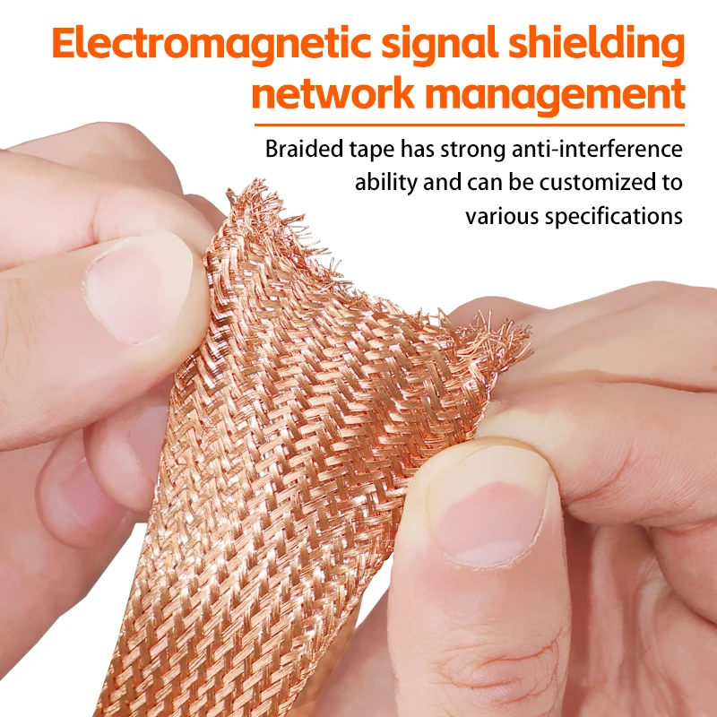 XSSH DIY Flexible Tensile HIFI Pure Copper Plated Tin Shielding 2 -30mm Braided Zipper Cable Sleeve Wire Line Cord Sleeving Tube