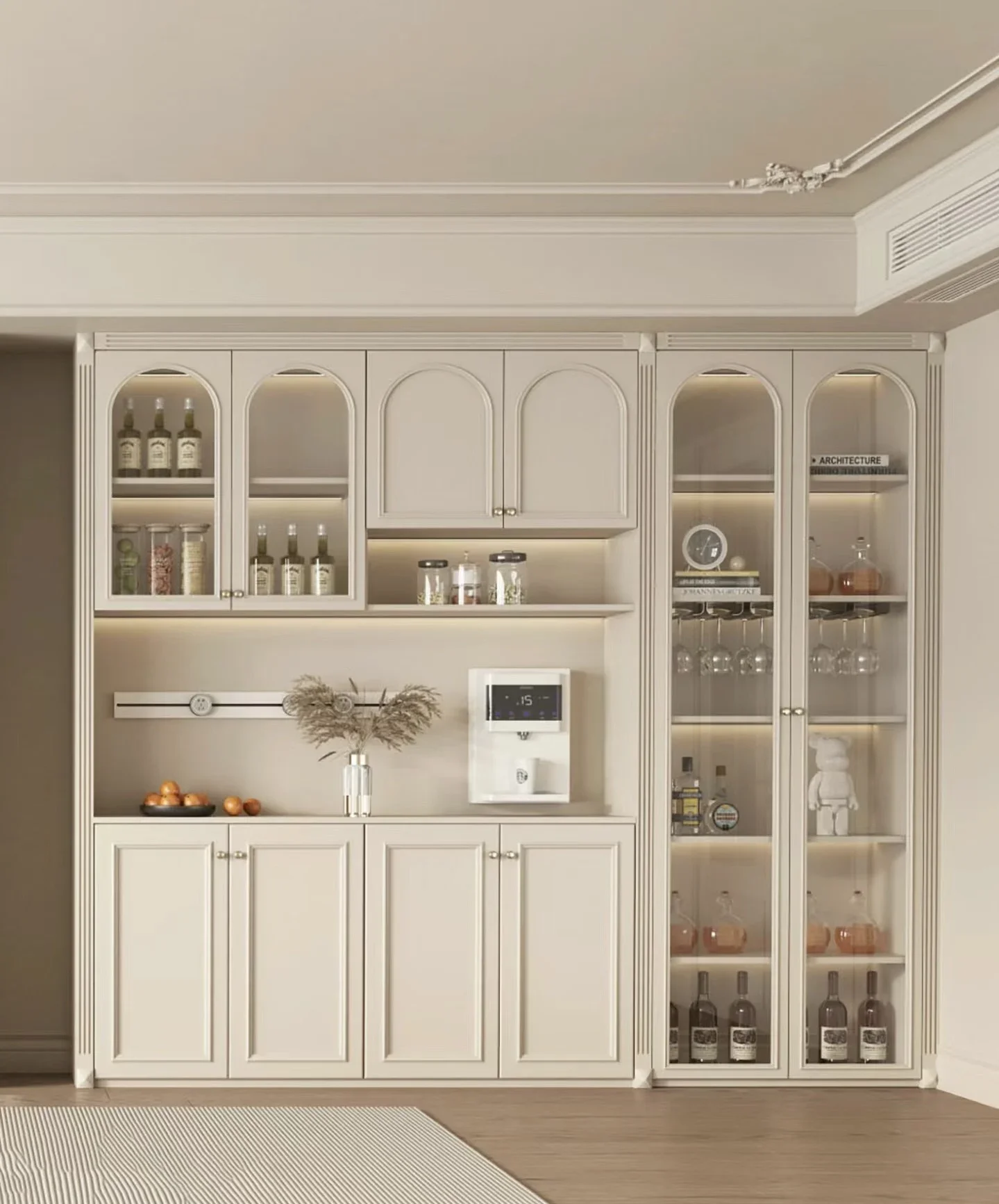 High Quality Living Room Store Furniture Bar Wooden Wine Cabinet With Glass Display Cabinet