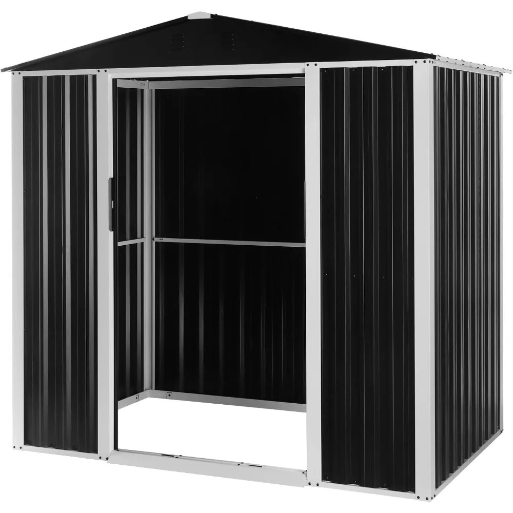 

6 × 4 FT Outdoor Storage Shed, Patio House Storage with Lockable Latch, Storage Shed with Metal Waterproof Material for Patio