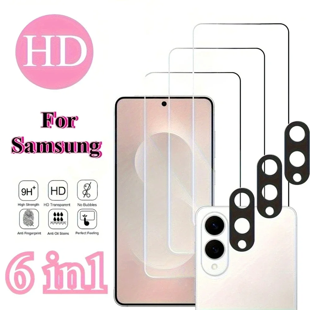 6-in-1 HD Clear Displayschutzfolie für Samsung S25 Edge S24 S25 S23 Ultra Kameraobjektivglas für Samsung S21 S22 Plus S24 S23 FE