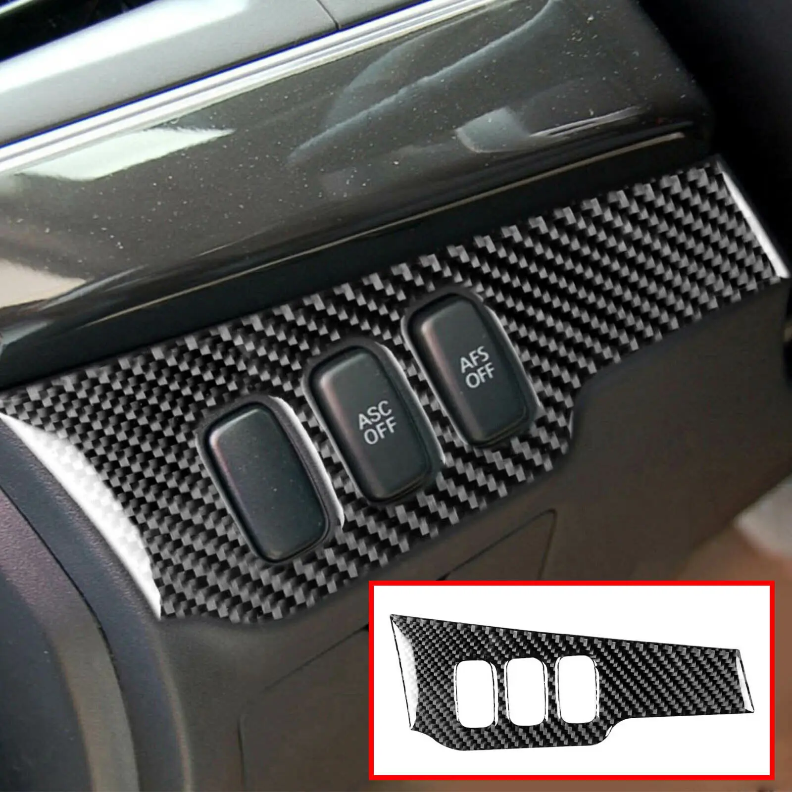 

For Mitsubishi Lancer 2009-14 Black Carbon Fiber Liglt Switch Control Panel Trim