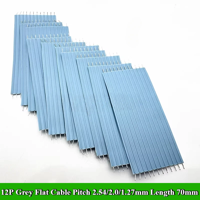 10/30/50/100Pcs/lot 6P 8P 10P 12P Pin 2.54mm 2.0mm 1.27mm Pitch FPC FFC Grey Flat Cable UL2651 Connector Wire Solder Length 70mm